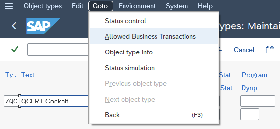 Go to -> Allowed Business transactions