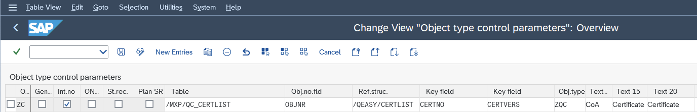 Control Parameters Object type